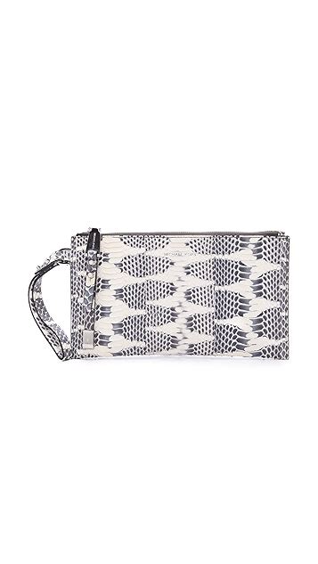 Michael Kors snakeskin Miranda Large Zip Clutch 